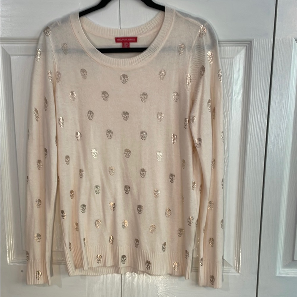 Saks Fifth Avenue Cream Long Sleeve Lightweight Sweater